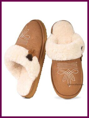 Western Cowboy Slippers Faux Fur Memory Foam Slip On